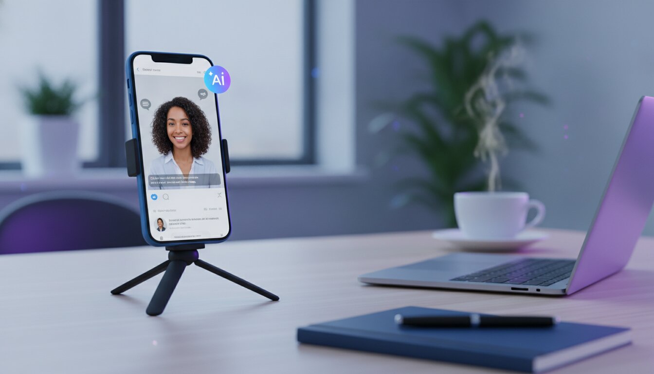 AI-generated UGC-style video ad playing on a smartphone screen