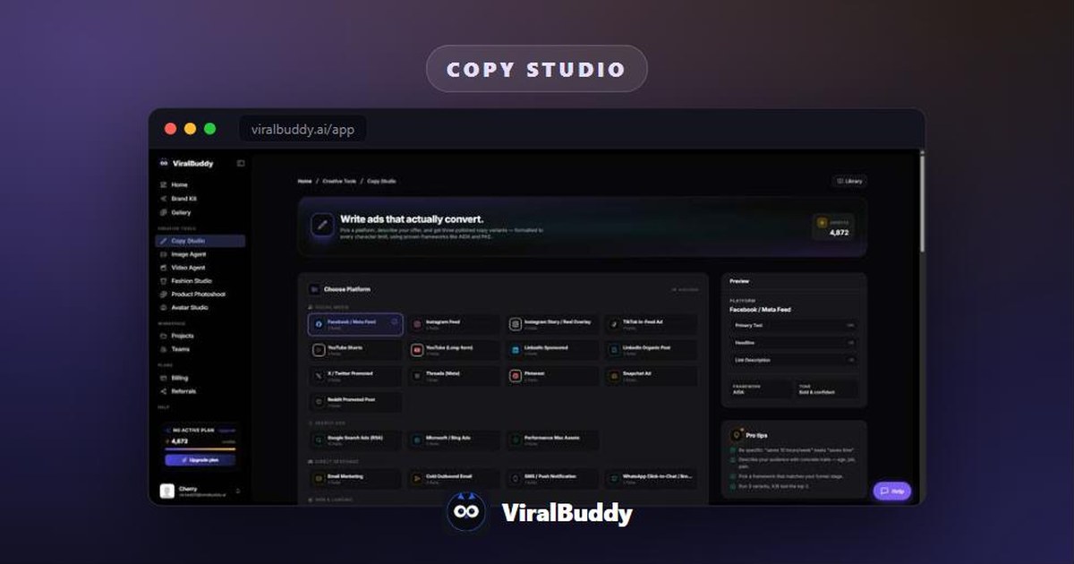 Viral Buddy Copy Studio — how to use it